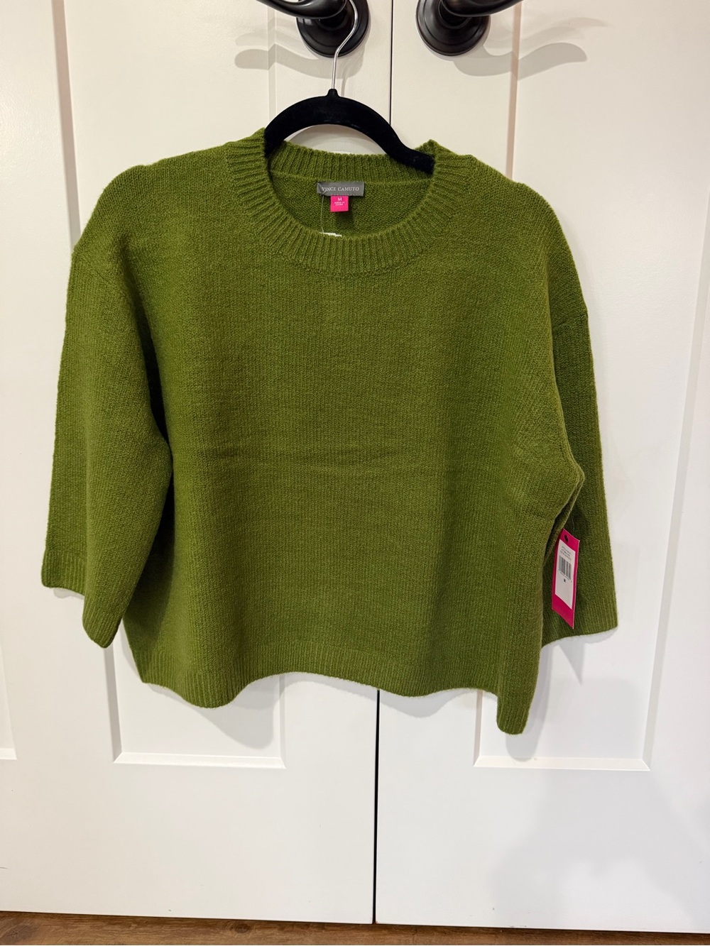 Vince Camuto Pesto Green Crewneck Elbow Length Sweater NWT